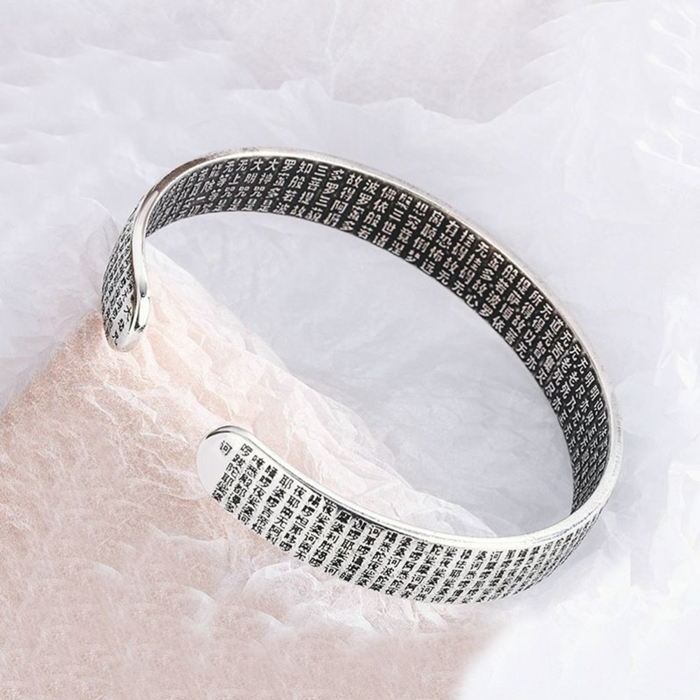 NEW Buddhist 999 Silver Lotus Cuff Bracelet One Size, Adjustable - Picture 4 of 7